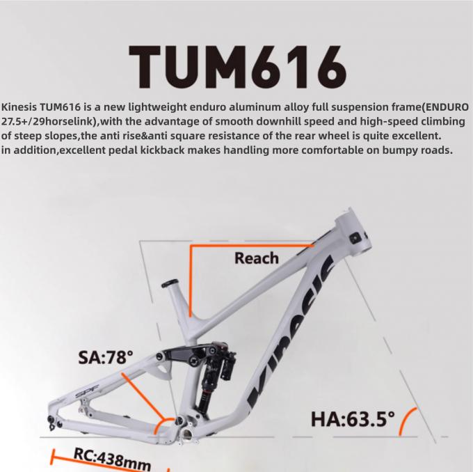 キネシス TUM616 27.5+ 29er アルミフルサスペンション エンドゥロオフロードソフトテール マウンテンバイクフレーム 2