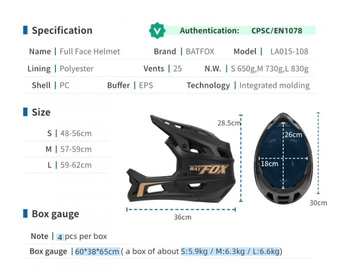 OEM&ODM オフロードヘルメット ダウンヒル マウンテンバイクヘルメット CE EN1078 Cpsc 承認 黒金 1